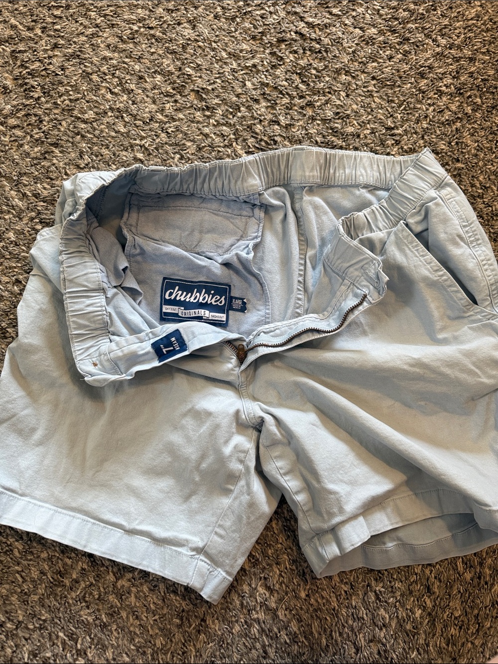 chubbies Pale Blue Elastic Waist Shorts